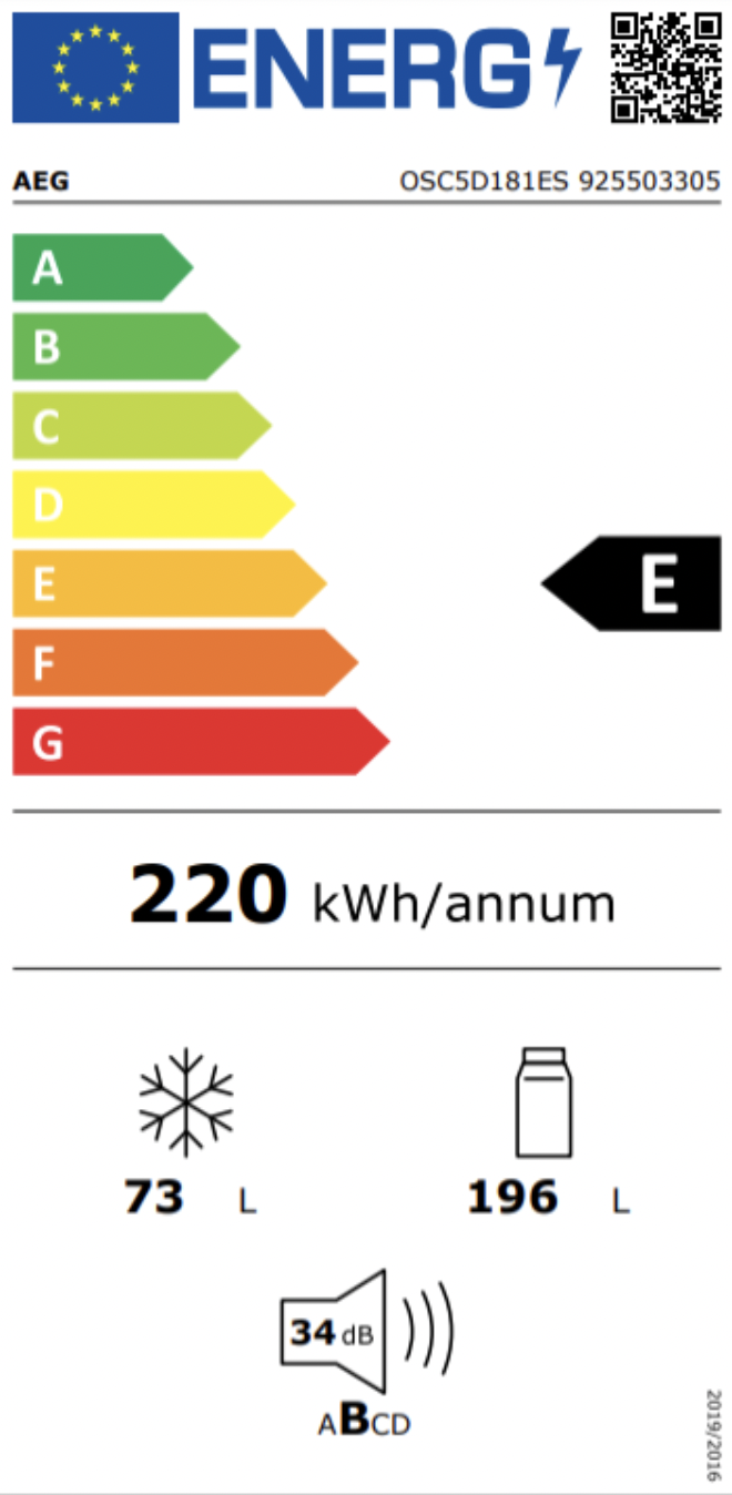 AEG OSC5D181ES 5000 koel-/vriescombinatie - 178cm