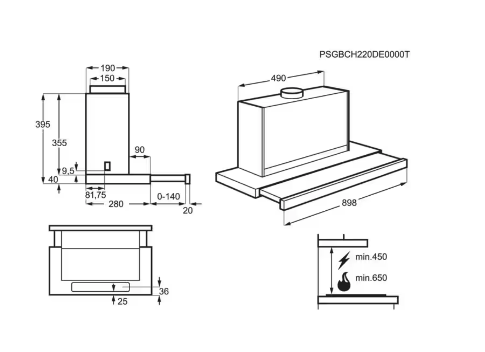 AEG DPE5950M 6000 telescopische dampkap - 90cm AEG DPE5950M 6000 telescopische dampkap - 90cm