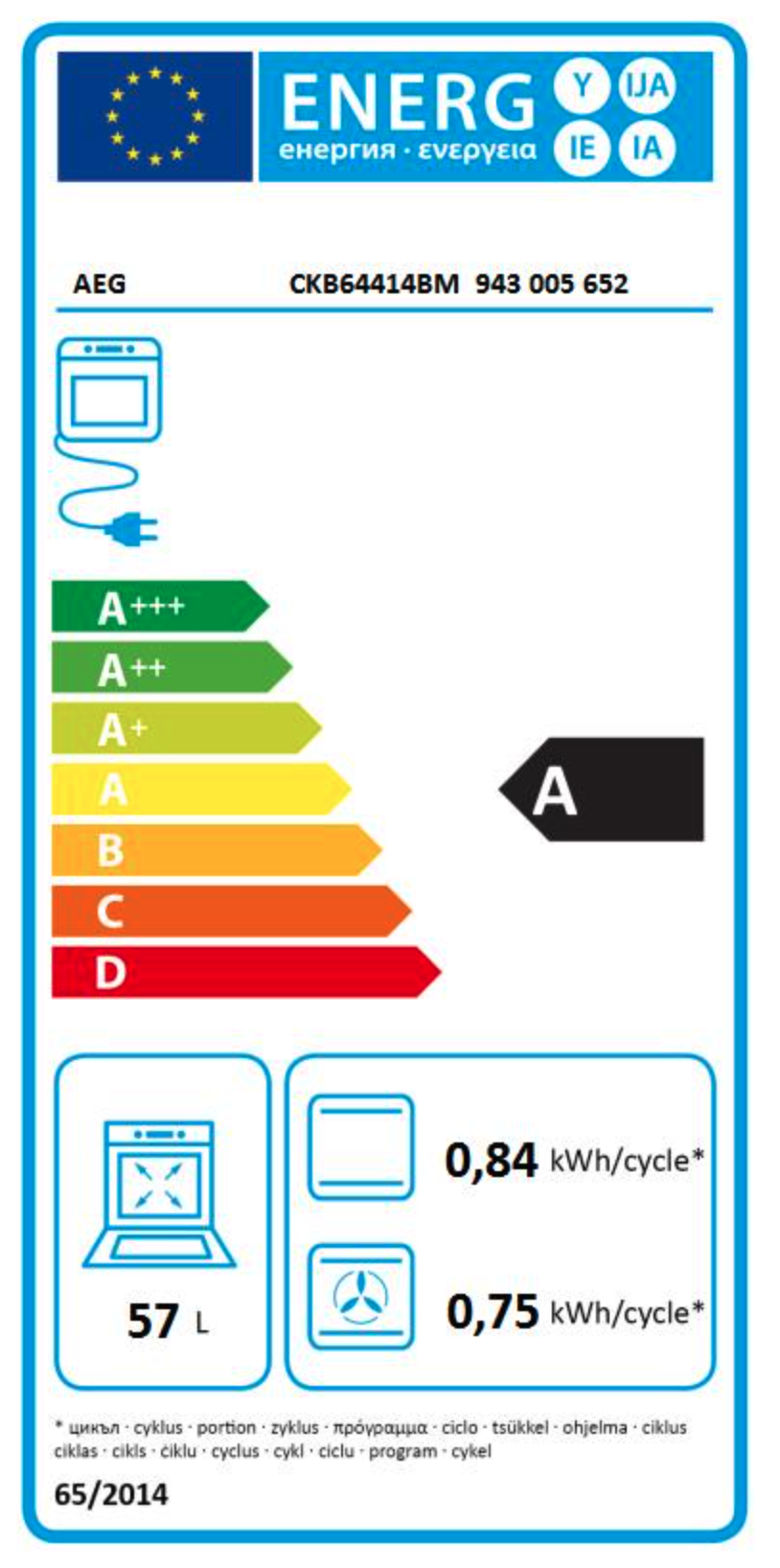 AEG CKB64414BM fornuis met gaskookplaat - 60cm