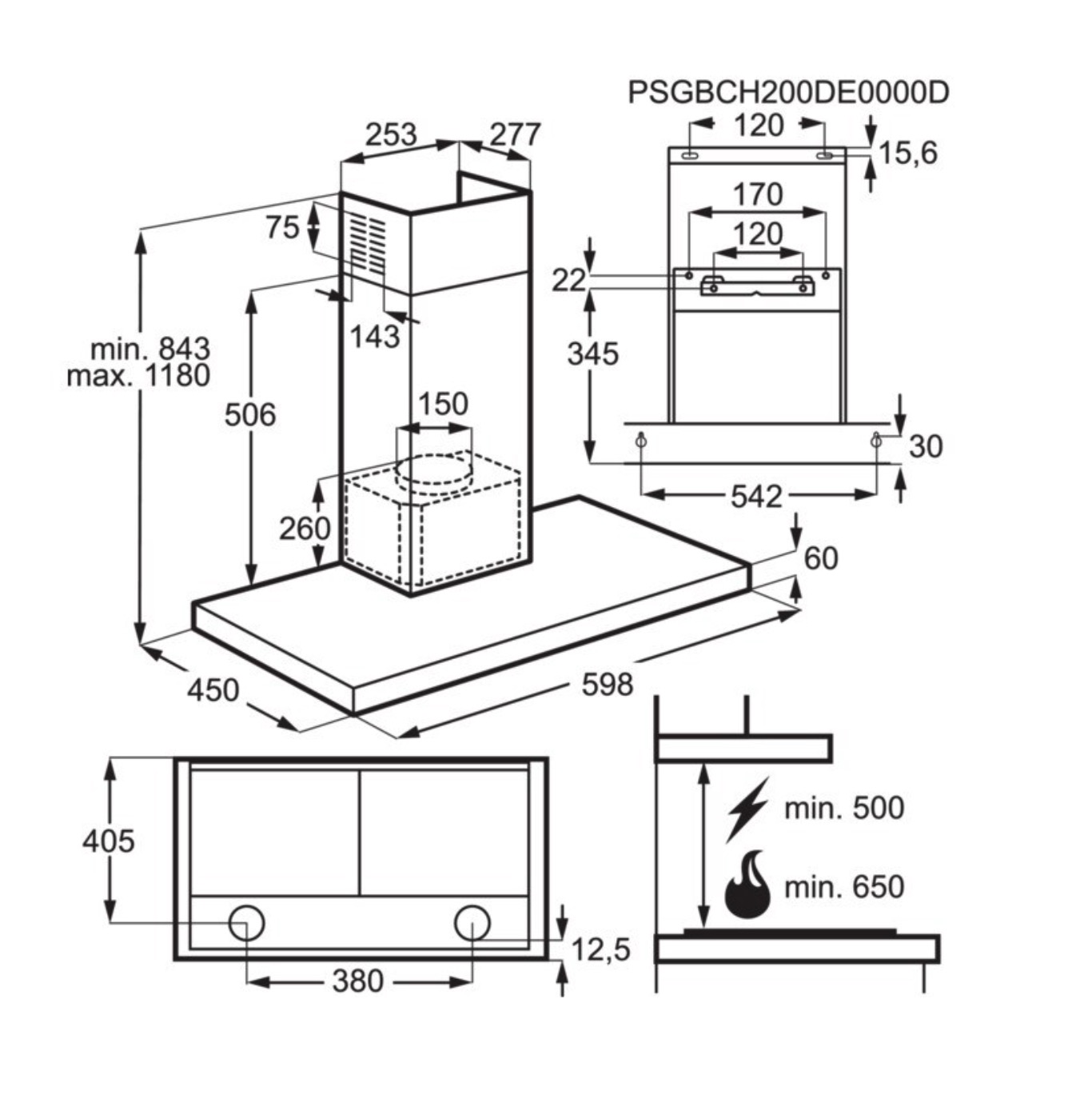 AEG DBB4651M 6000 wandschouwdampkap - 60cm