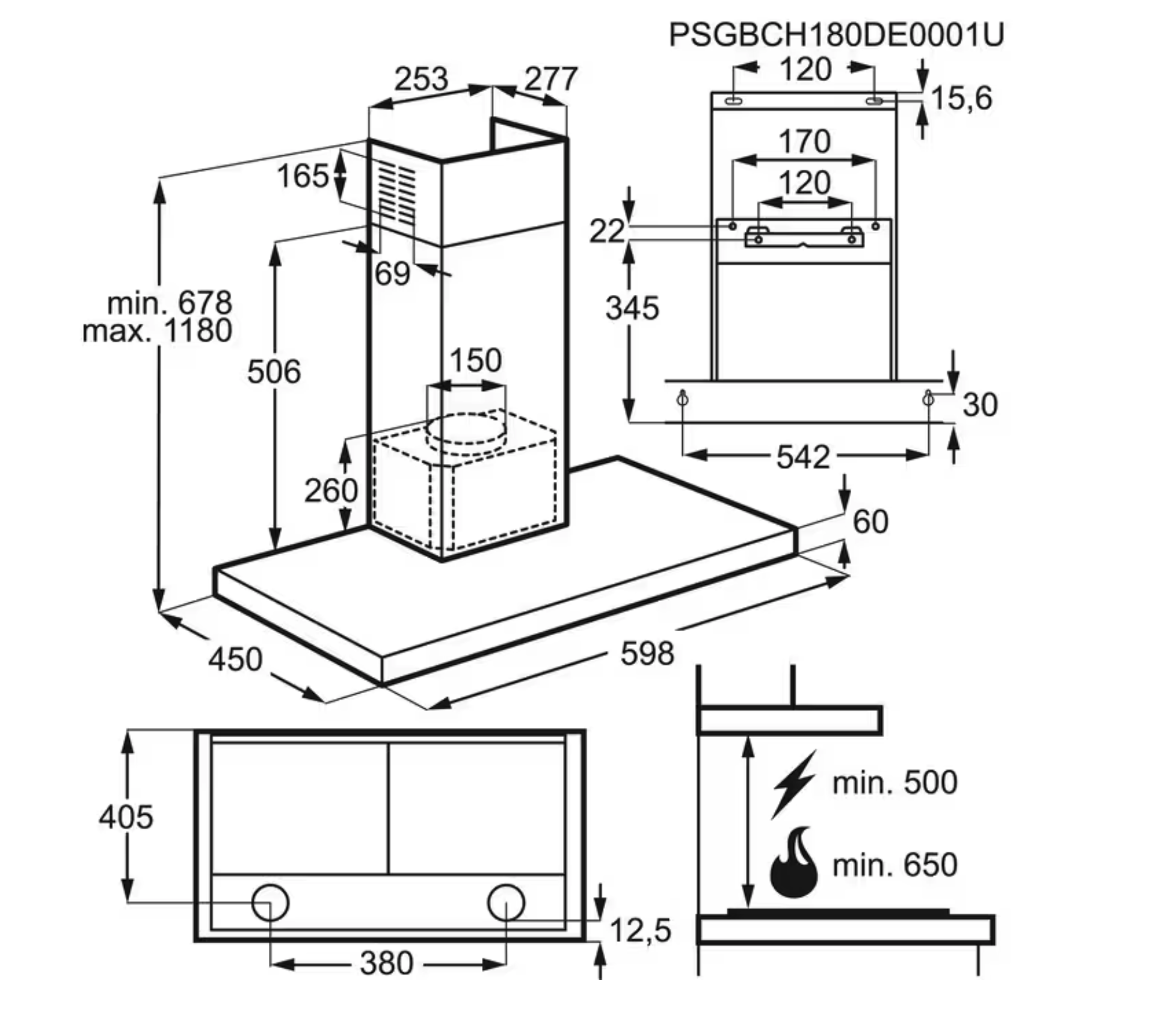 AEG DBE3651R 6000 wandschouwdampkap - 60cm