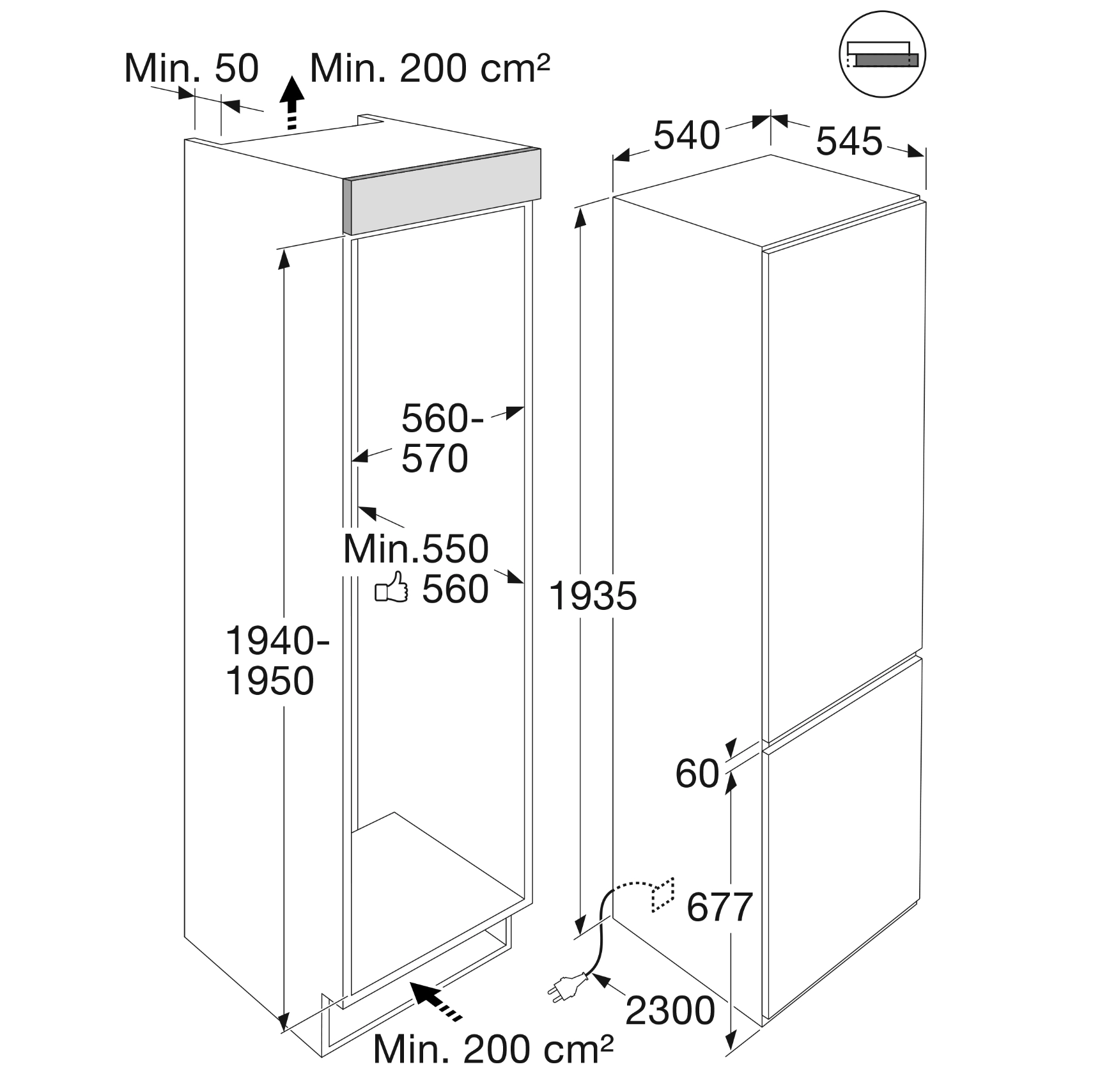 ATAG KS37194DN koel-/vriescombinatie - 194cm