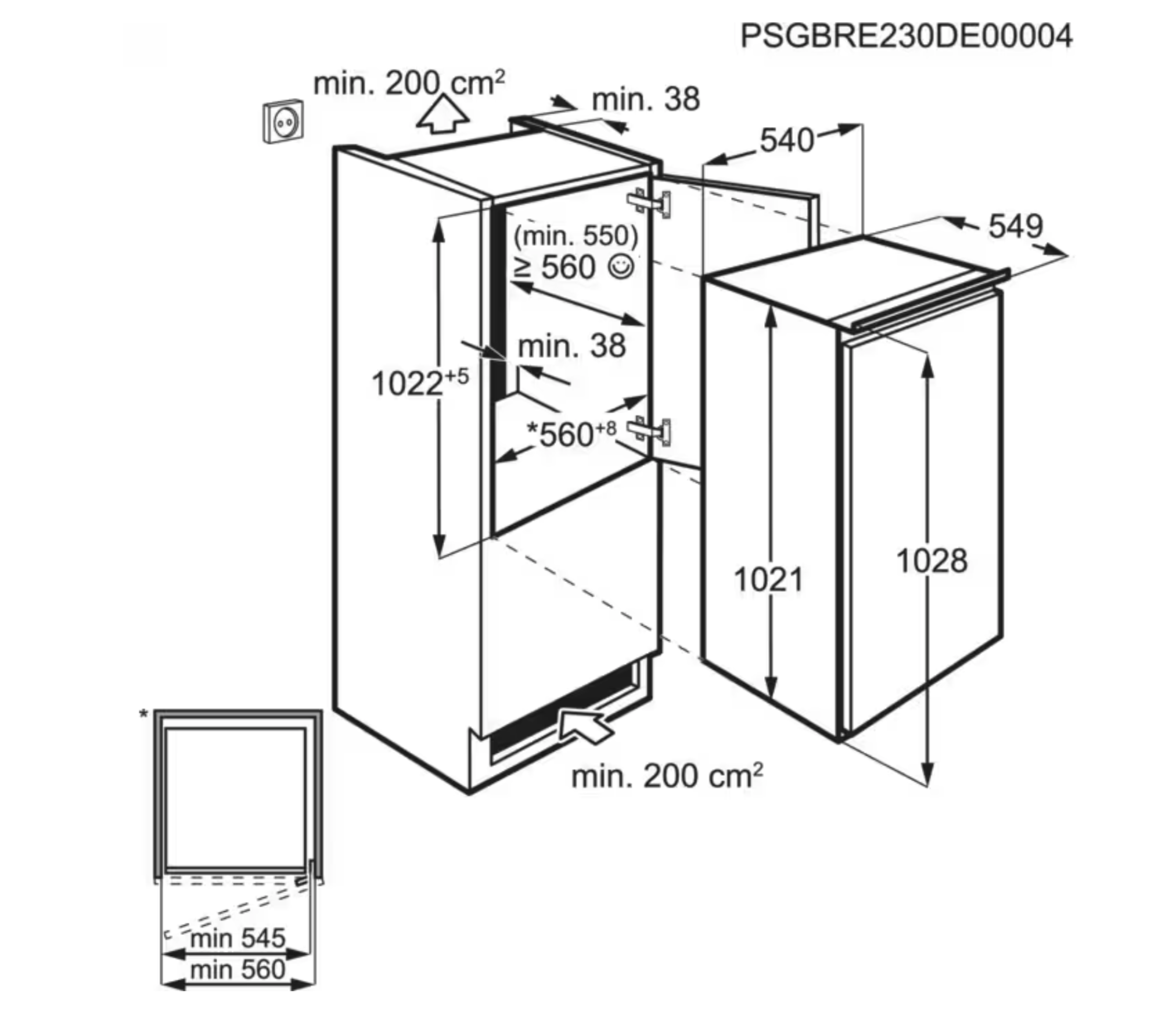 ELECTROLUX EFB3AE10S1 500 koelkast met vriesvak  - 103cm