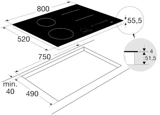 ATAG HI08471EV inductiekookplaat - 80cm