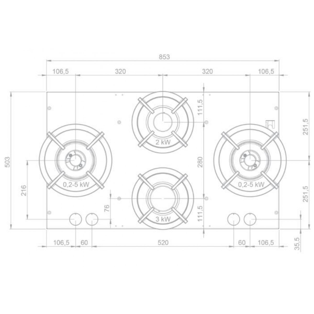 NOVY 56010 gaskookplaat - domino