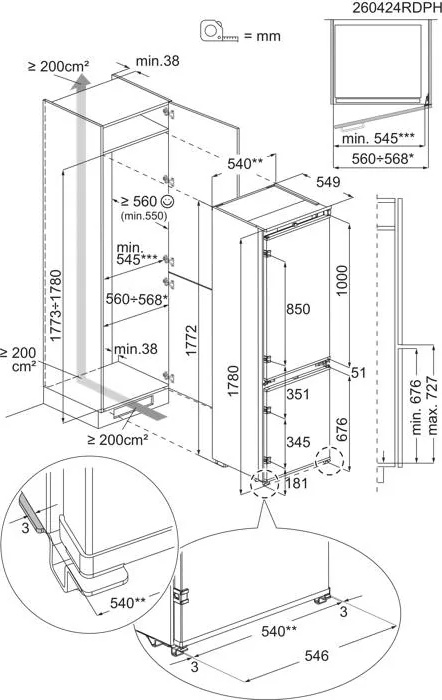 AEG TC7NS181ES koel-/vriescombinatie - 178cm