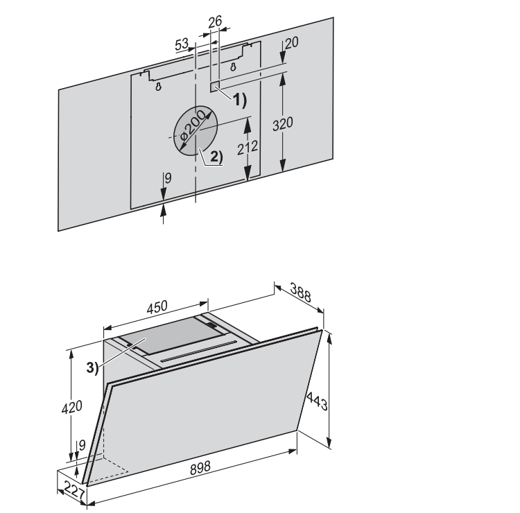 MIELE DAH2960OBSW headfree dampkap - 90cm