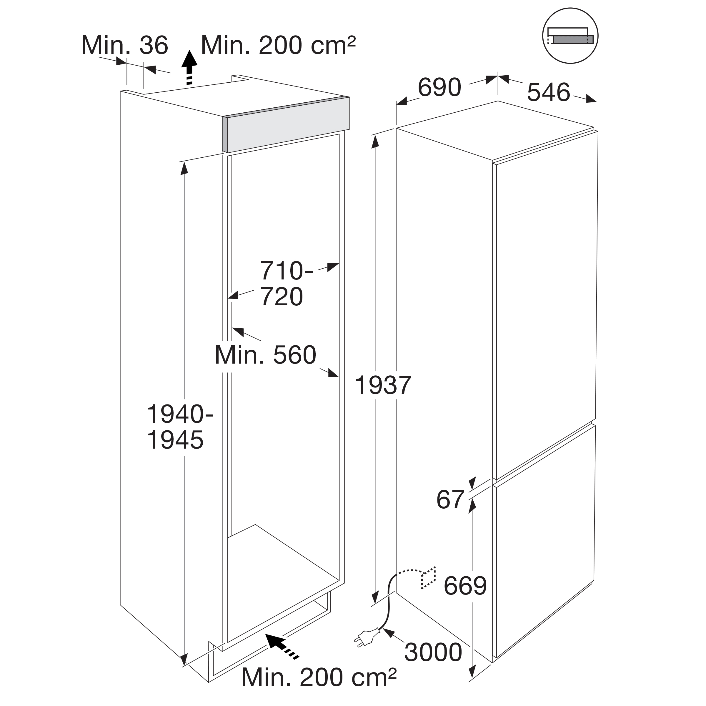 ATAG KSC9194NDXL koel-/vriescombinatie - 194cm