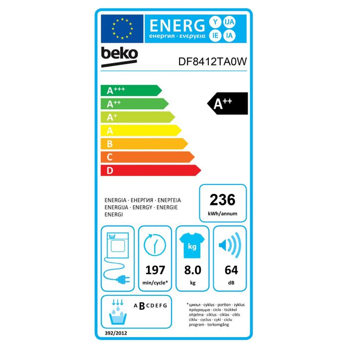 BEKO DF8412TA0W droogkast - warmtepomp