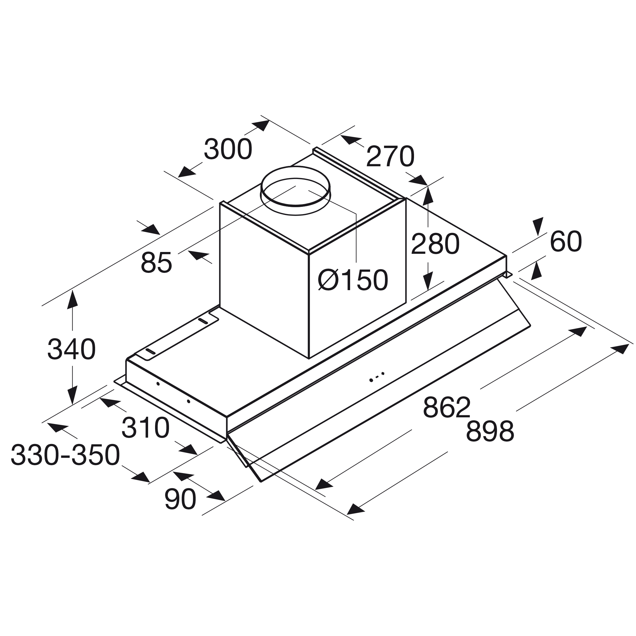 ATAG WV9092MS wandschouwdampkap - 90cm