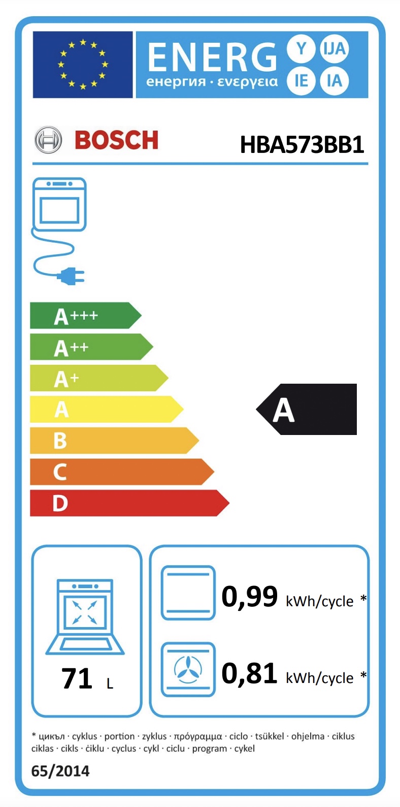 BOSCH HBA573BB1 SERIE 4 multifunctionele oven - 60cm BOSCH HBA573BB1 SERIE 4 multifunctionele oven - 60cm