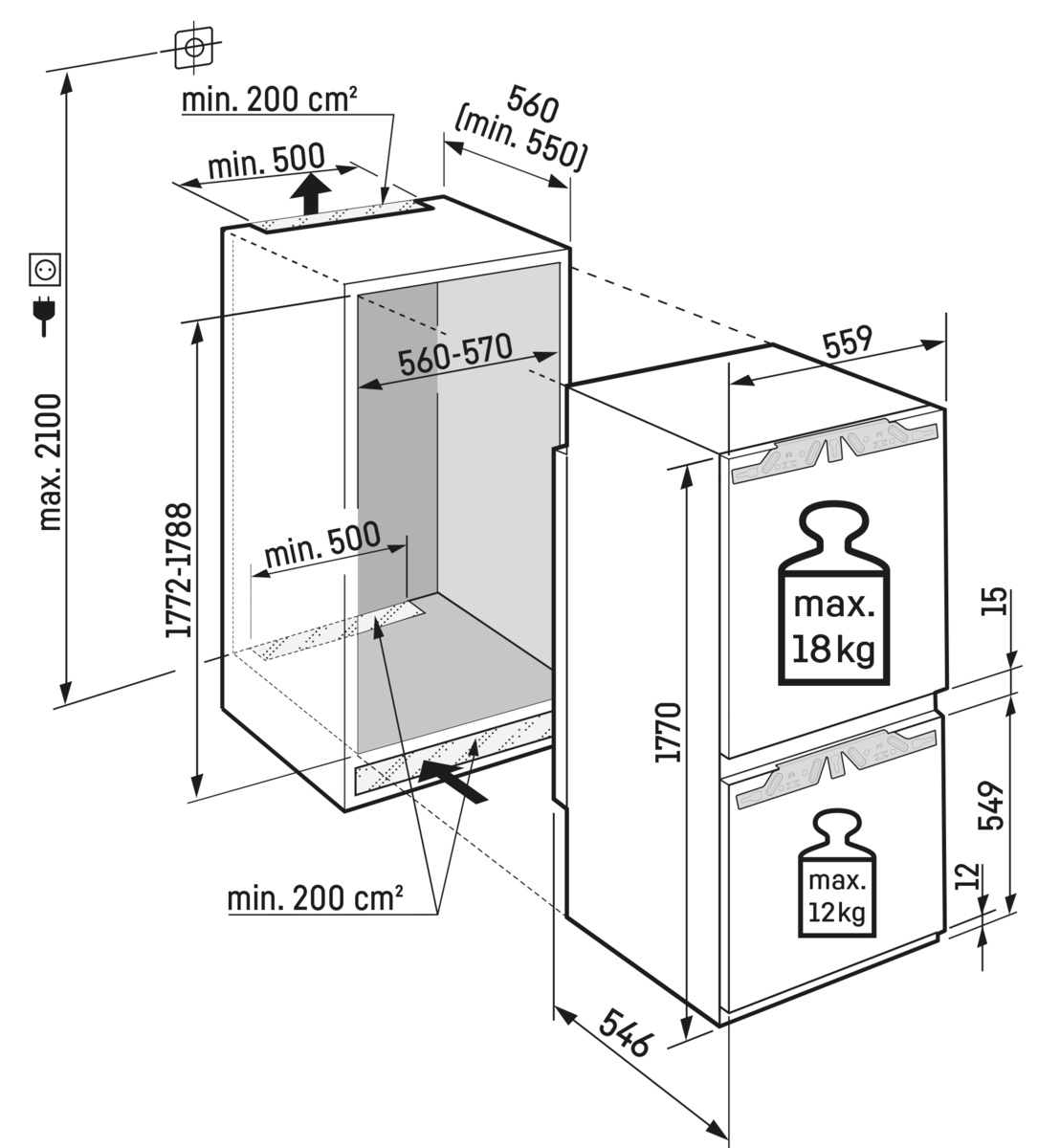 LIEBHERR ICBBI512222 koel-/vriescombinatie - 178cm