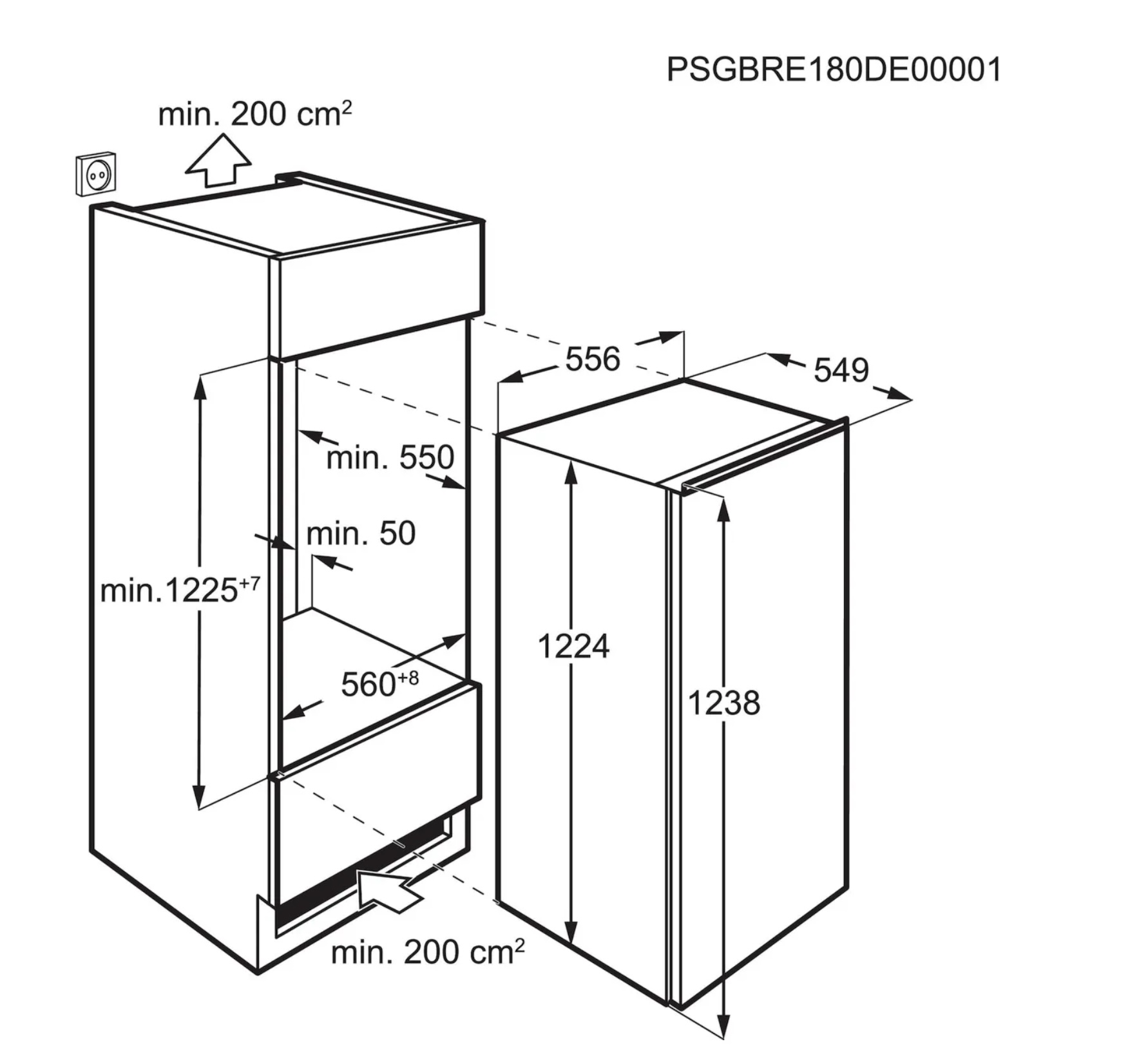 AEG TSF5O121DF 5000 koelkast met vriesvak  - 122cm