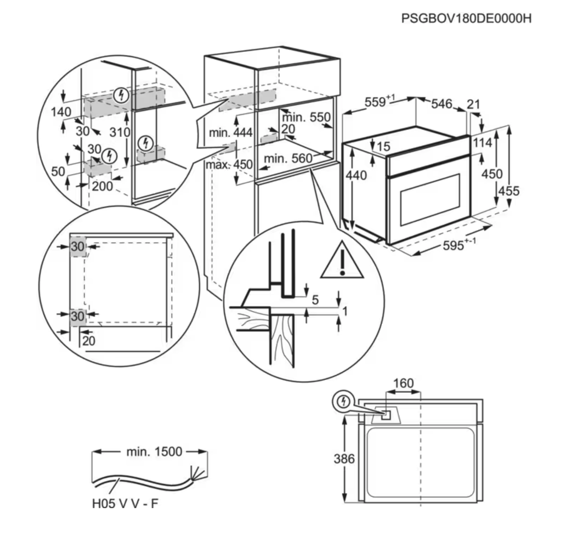 ELECTROLUX EVM6E46Z 600 microgolfoven met grill - 45cm