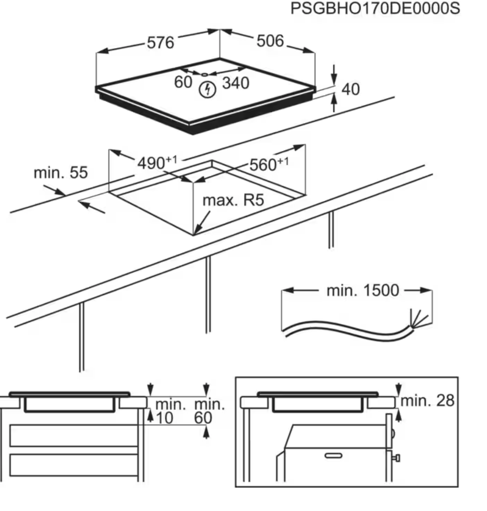 ELECTROLUX LRR6436M 300 vitrokeramische kookplaat - 60cm
