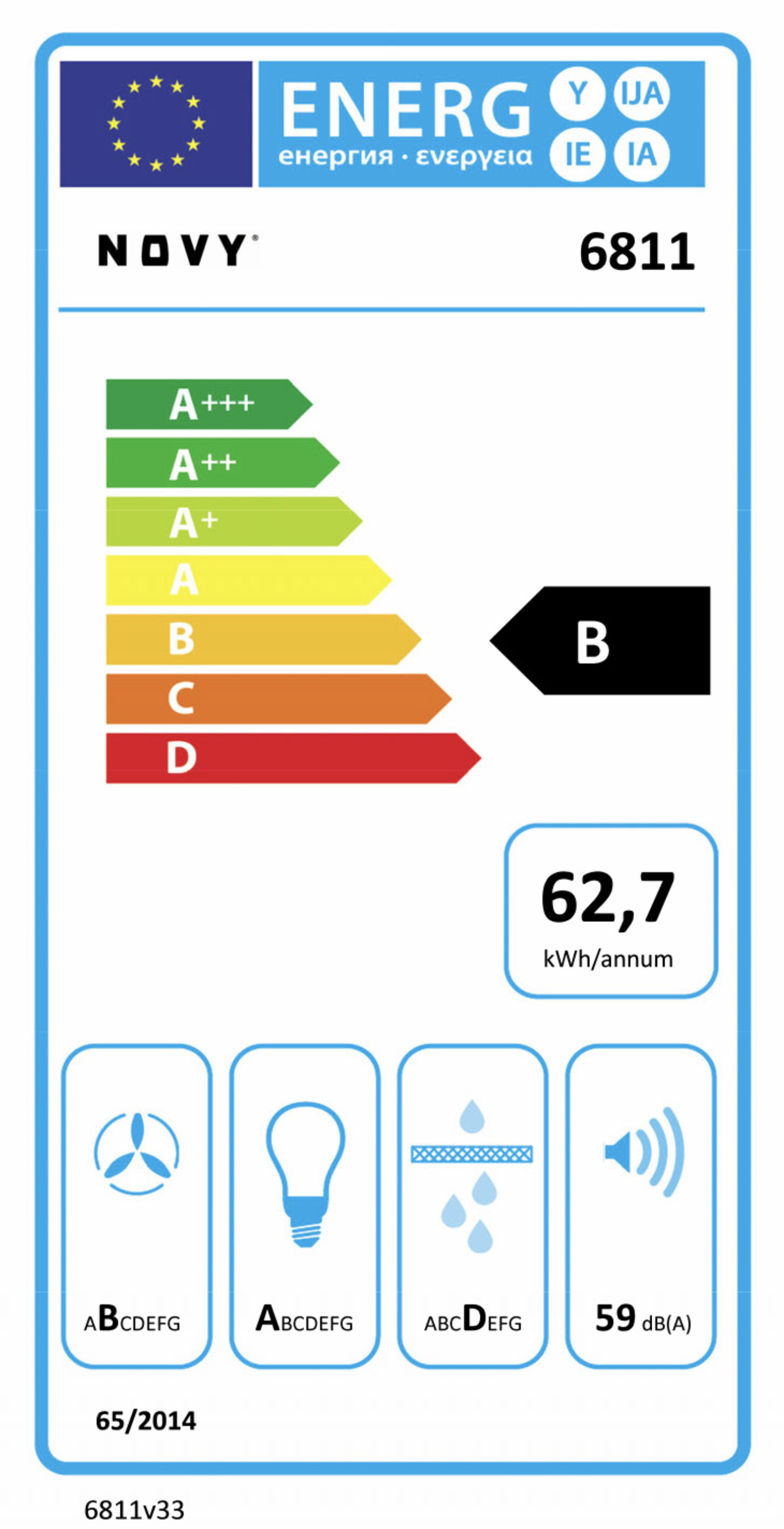 NOVY 6811 Pureline Compact plafonddampkap - 90cm