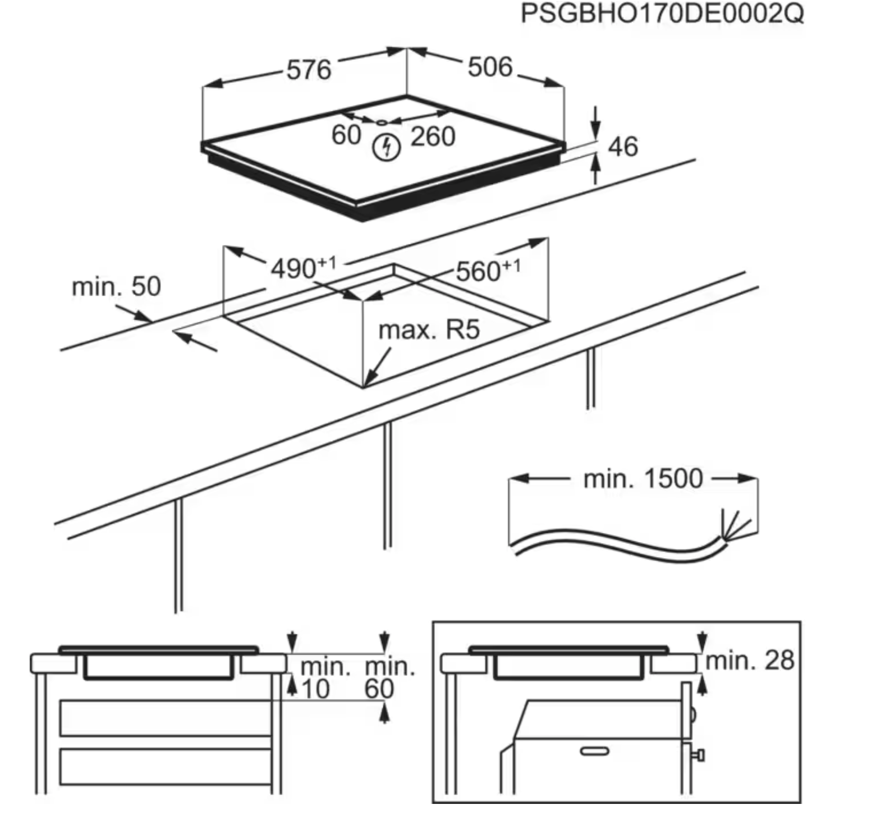 ELECTROLUX LRR8436M 300 vitrokeramische kookplaat - 80cm