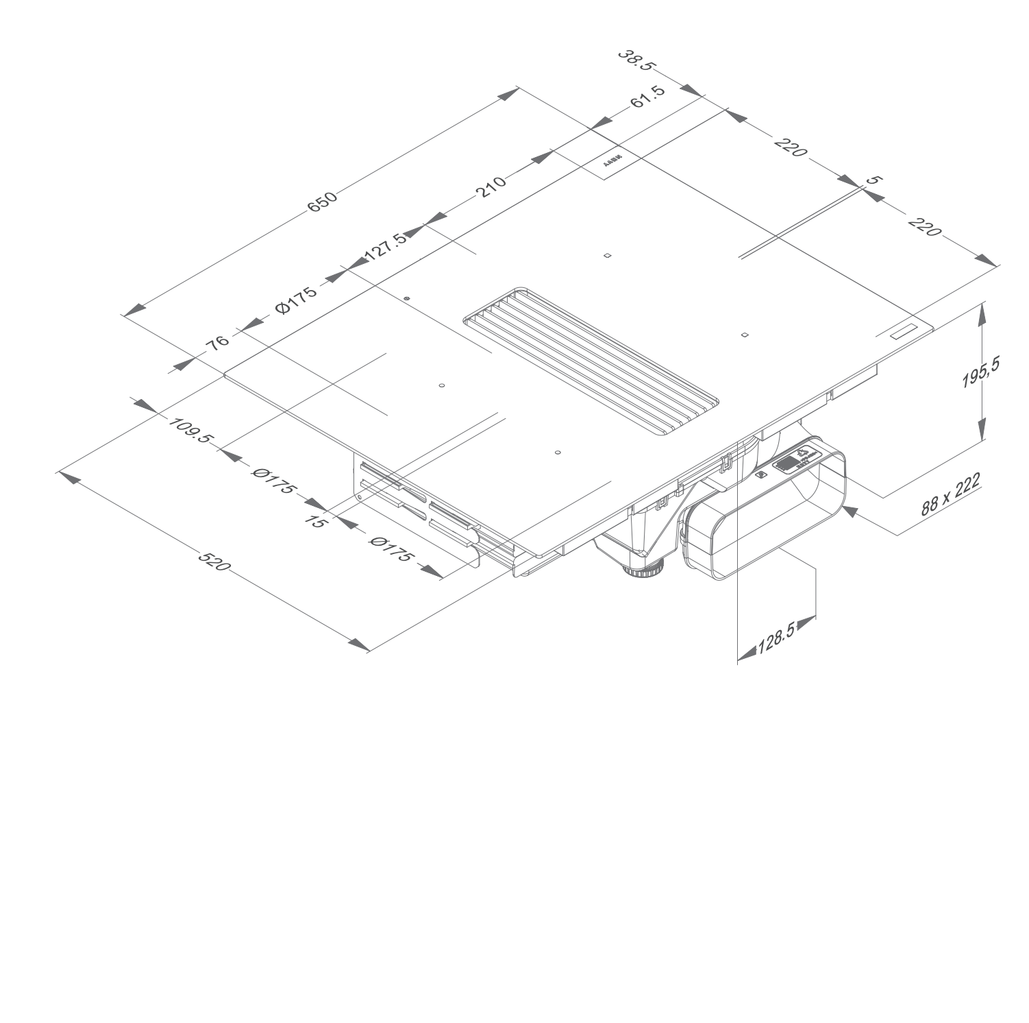 NOVY 1871 EASY kookplaat met afzuiging - 65cm