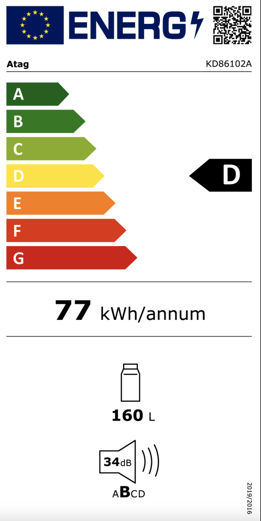ATAG KD86178DF koelkast zonder vriesvak - 178cm