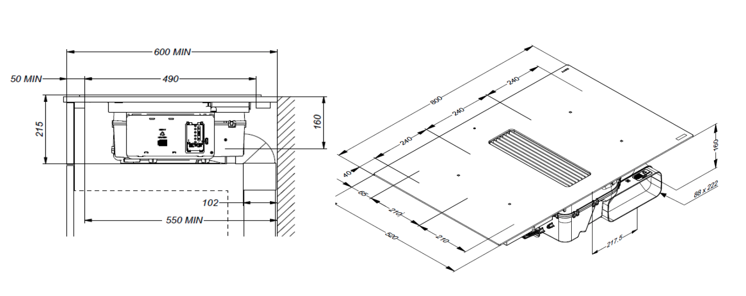NOVY 1851 EASY kookplaat met afzuiging - 80cm