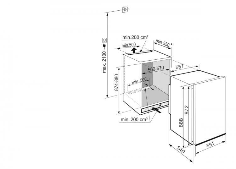 LIEBHERR DRE390122 koelkast met vriesvak - 88cm