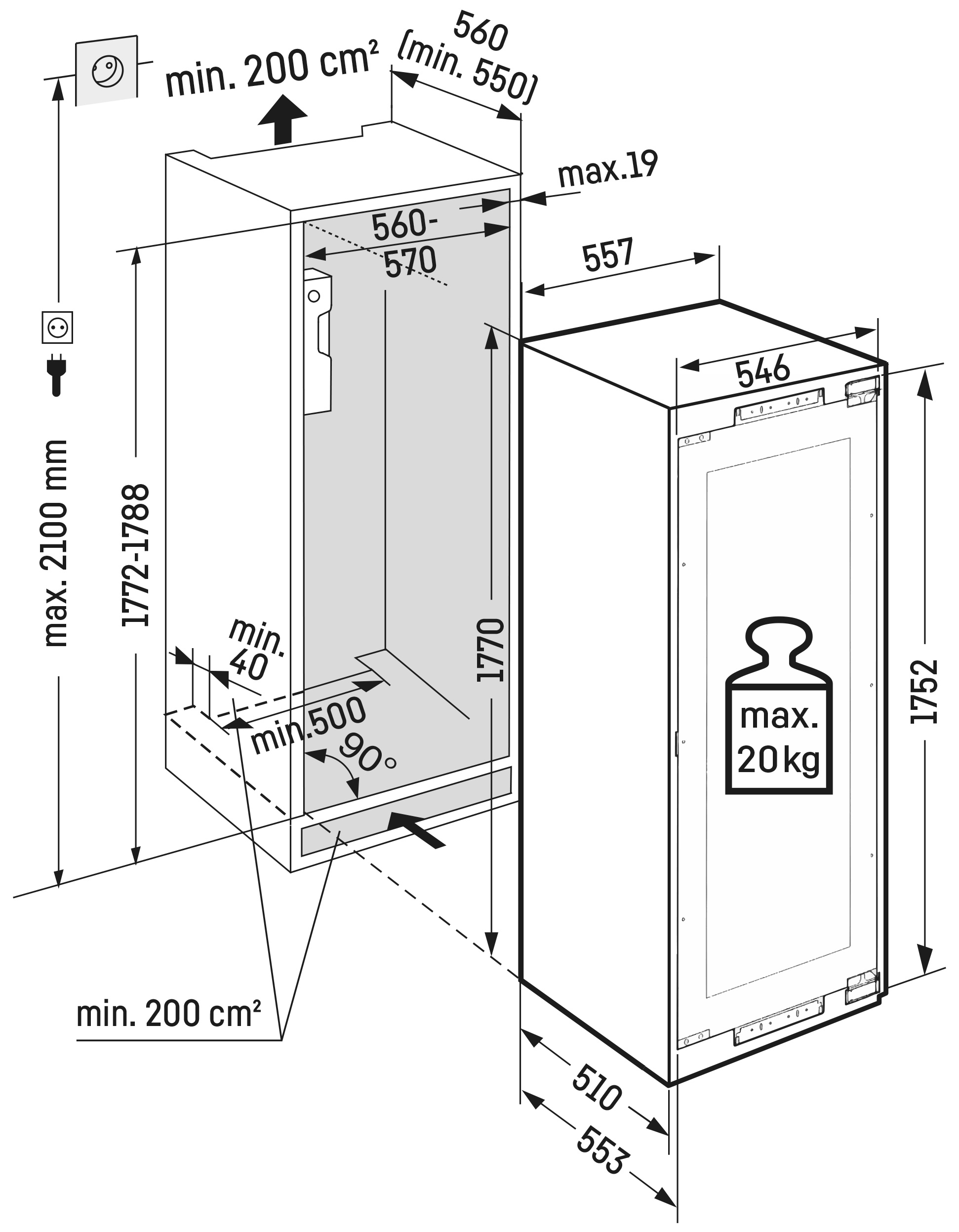 LIEBHERR EWTDF355326 integreerbare wijnklimaatkast