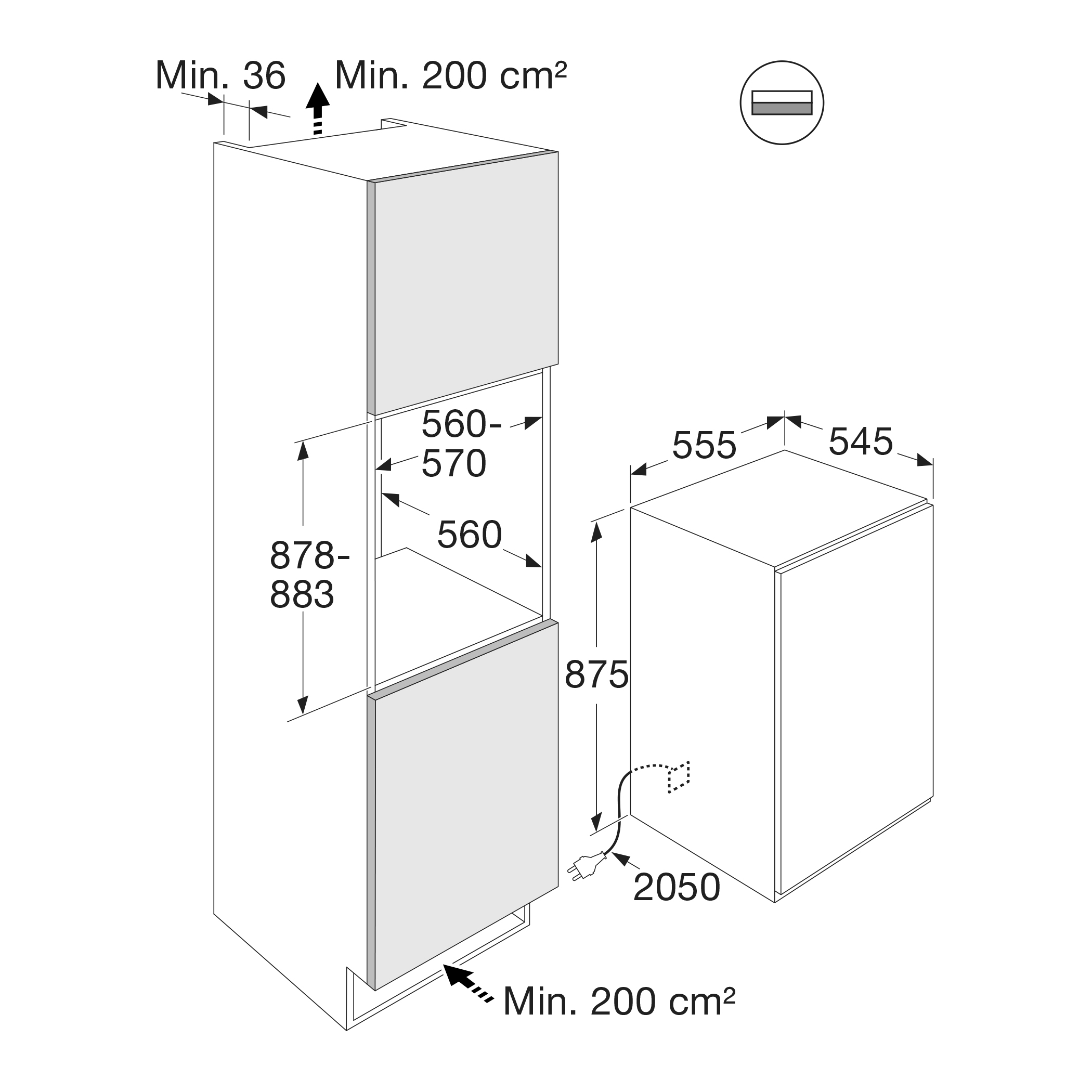 ATAG KD65088C inbouw vriezer - 88cm