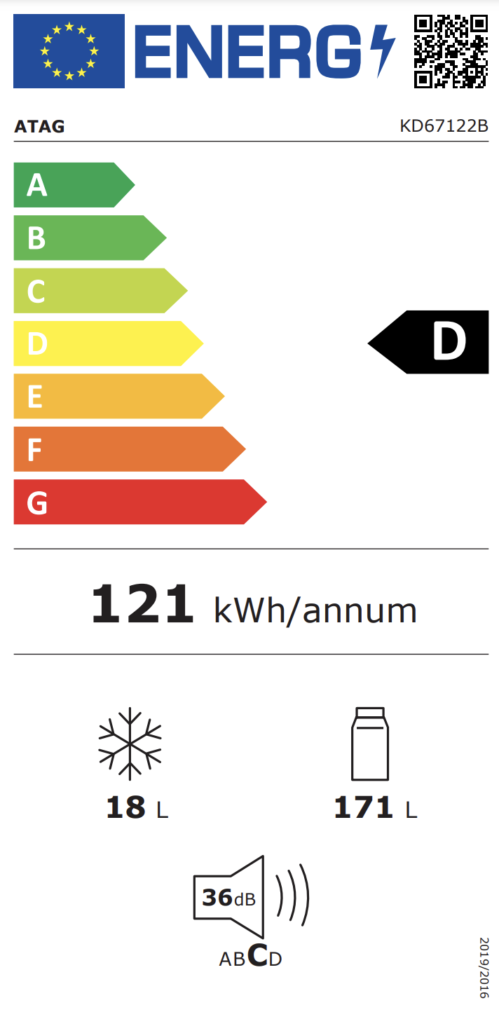 ATAG KD67122B koelkast met vriesvak  - 122cm