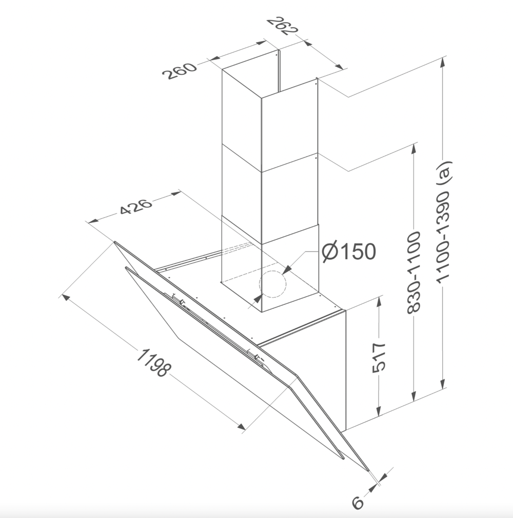 NOVY 7840 Vision headfree dampkap - 120cm