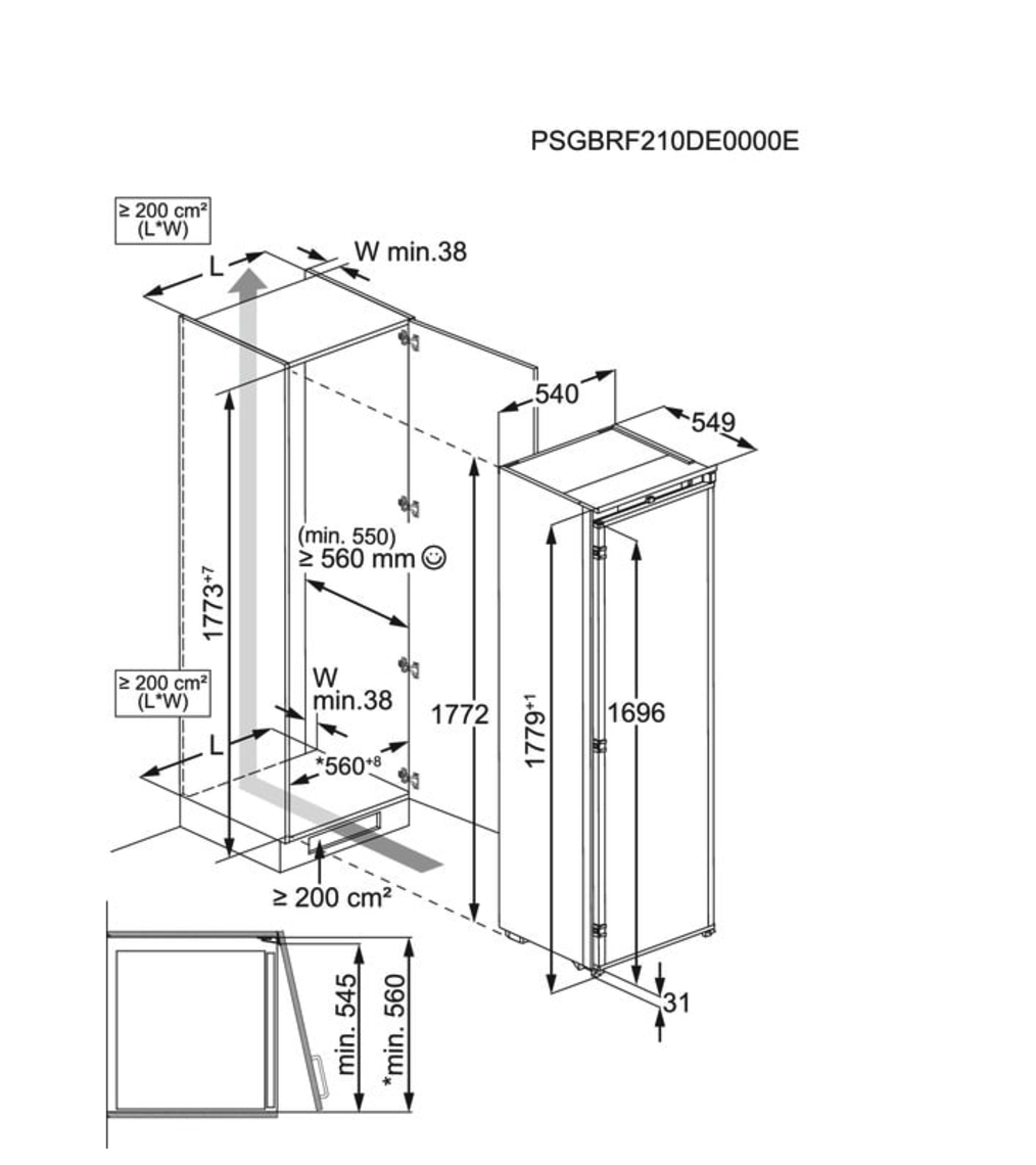 ELECTROLUX EFD6DE18S1 600  koelkast met vriesvak  - 178cm