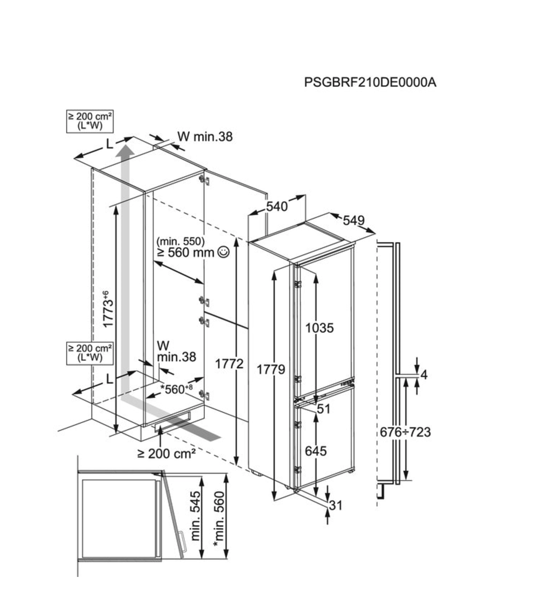 ELECTROLUX LND5FE18S1 500 koel-/vriescombinatie - 178cm
