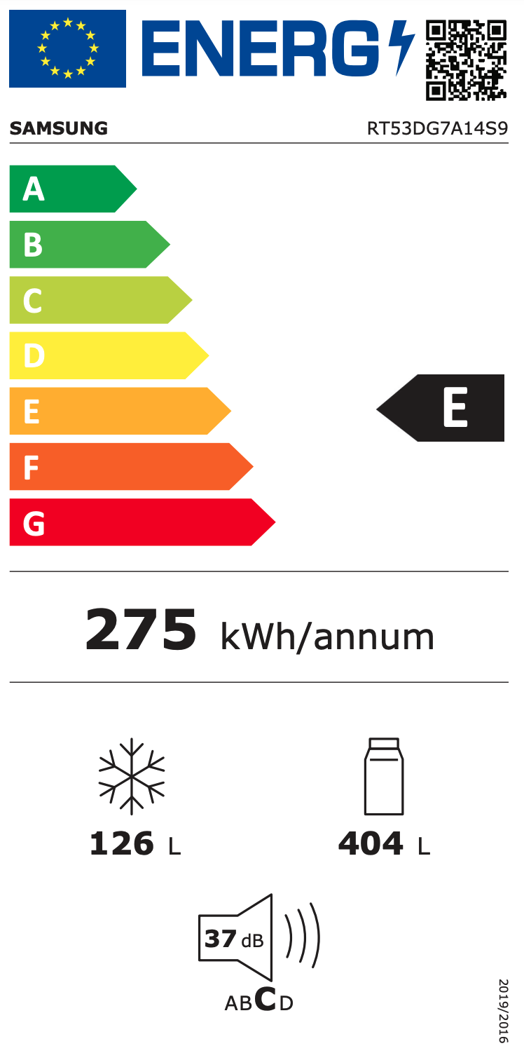 SAMSUNG RT53DG7A14S9EF vrijstaande koel-/vriescombinatie - 185cm
