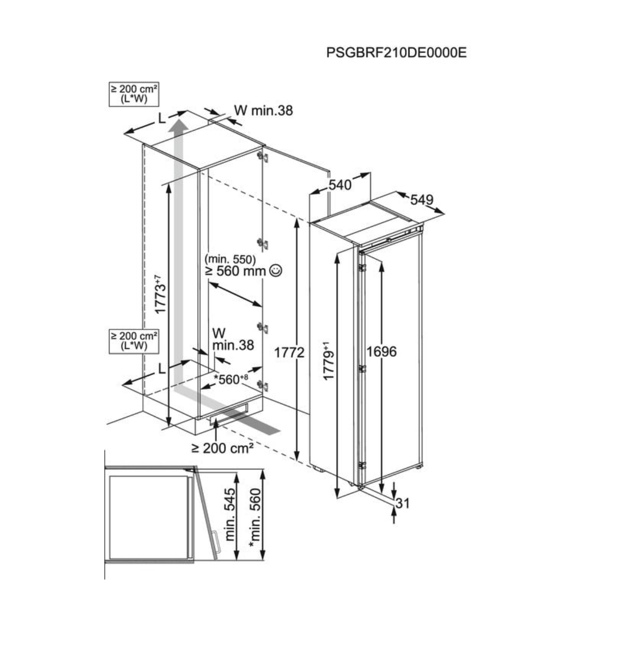 AEG TB7NA181ES 7000 inbouw vriezer - 178cm