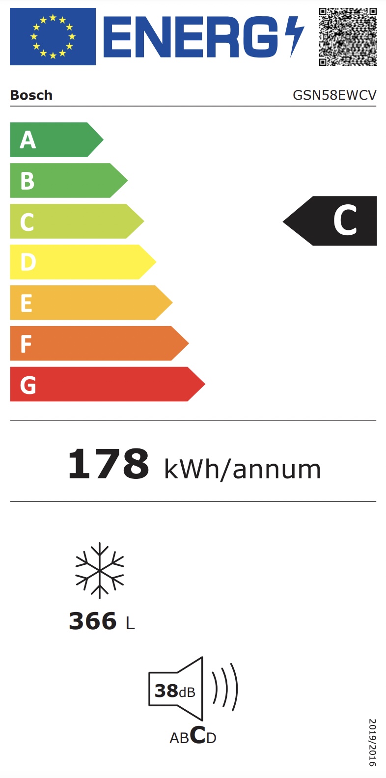 BOSCH GSN58EWCV SERIE 6 vrijstaande vriezer - 191cm BOSCH GSN58EWCV SERIE 6 vrijstaande vriezer - 191cm