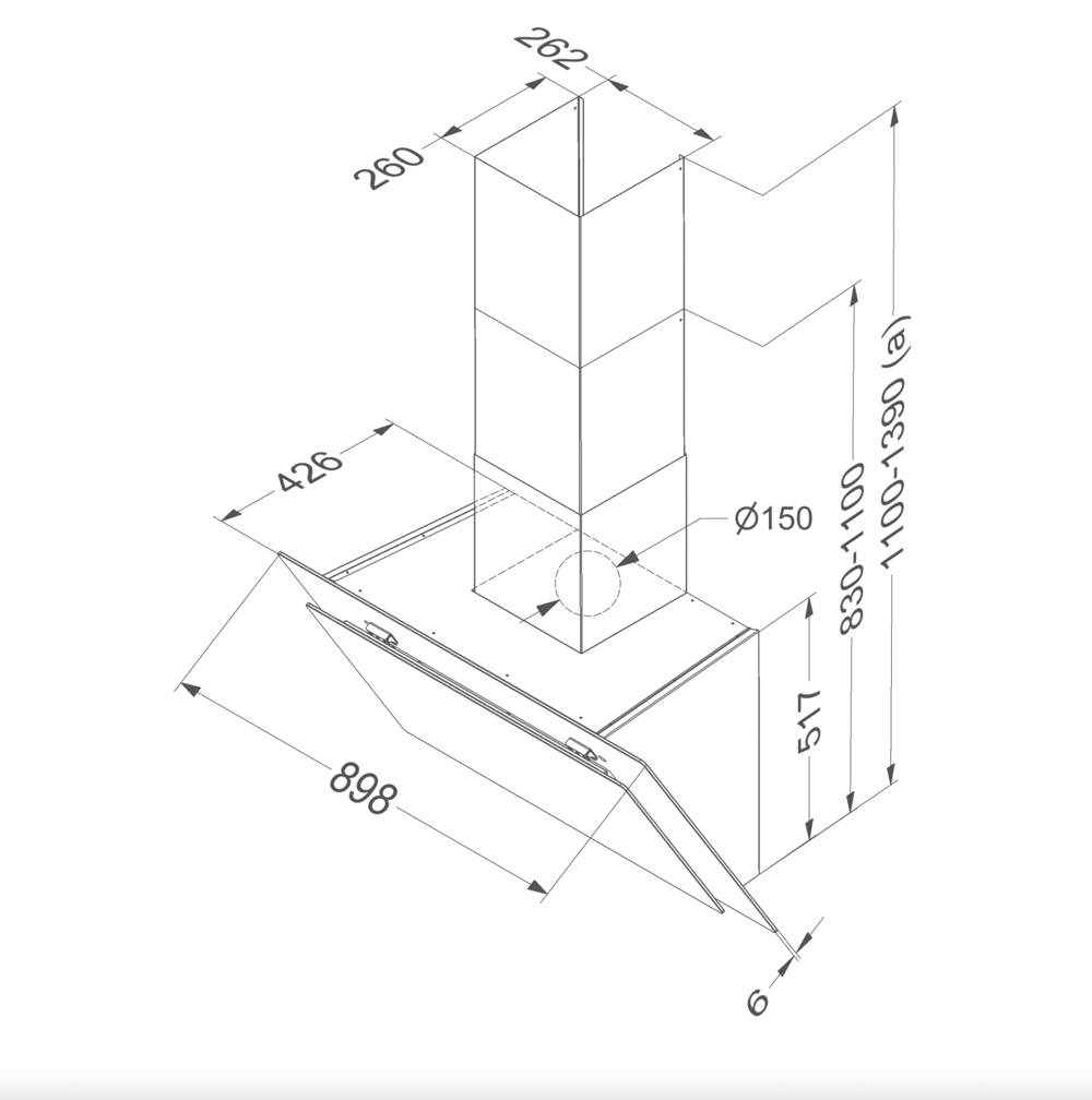 NOVY 7833 Vision headfree dampkap - 90cm