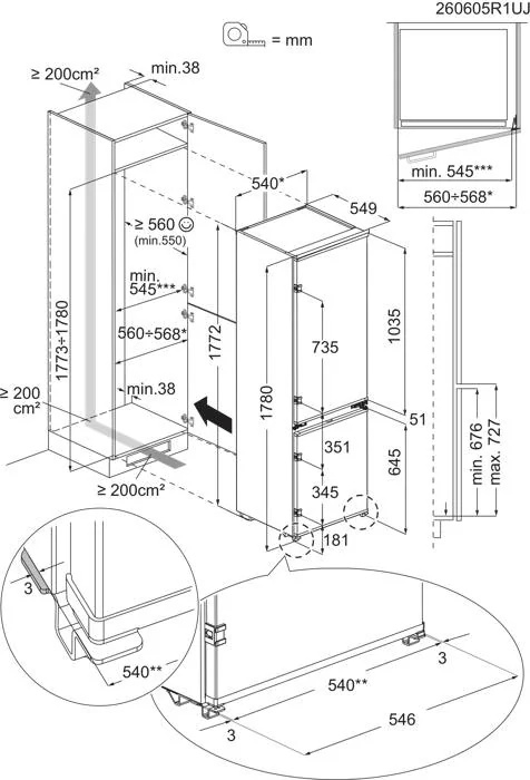 AEG TC6LS181DF koel-/vriescombinatie - 178cm