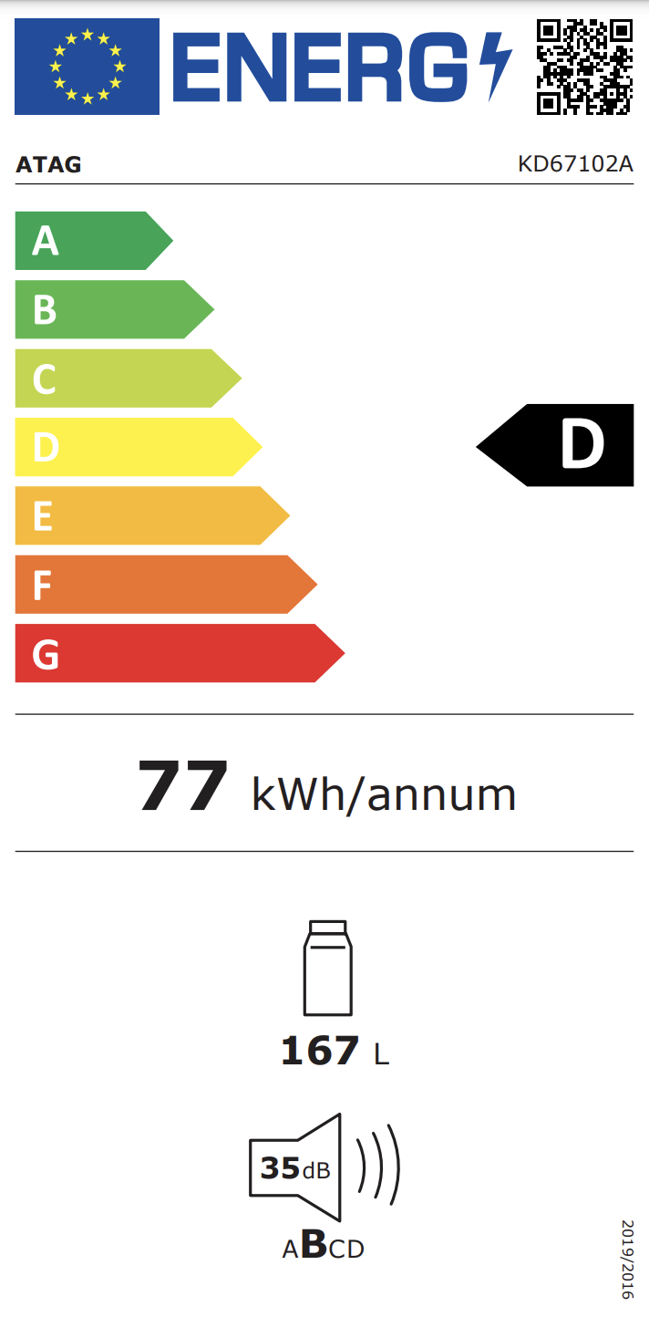 ATAG KD67102A koelkast zonder vriesvak  - 102cm