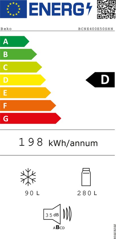 BEKO BCNE400E50SHN koel-/vriescombinatie - 193cm
