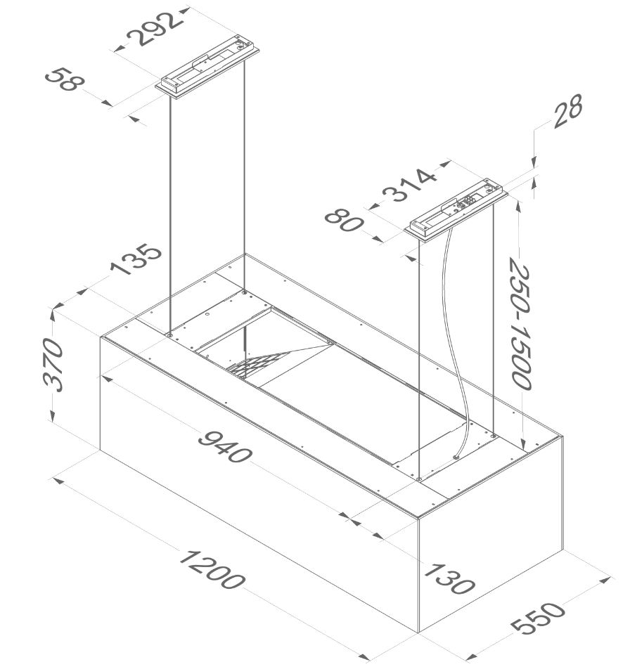 NOVY 7510 eilanddampkap - 120cm