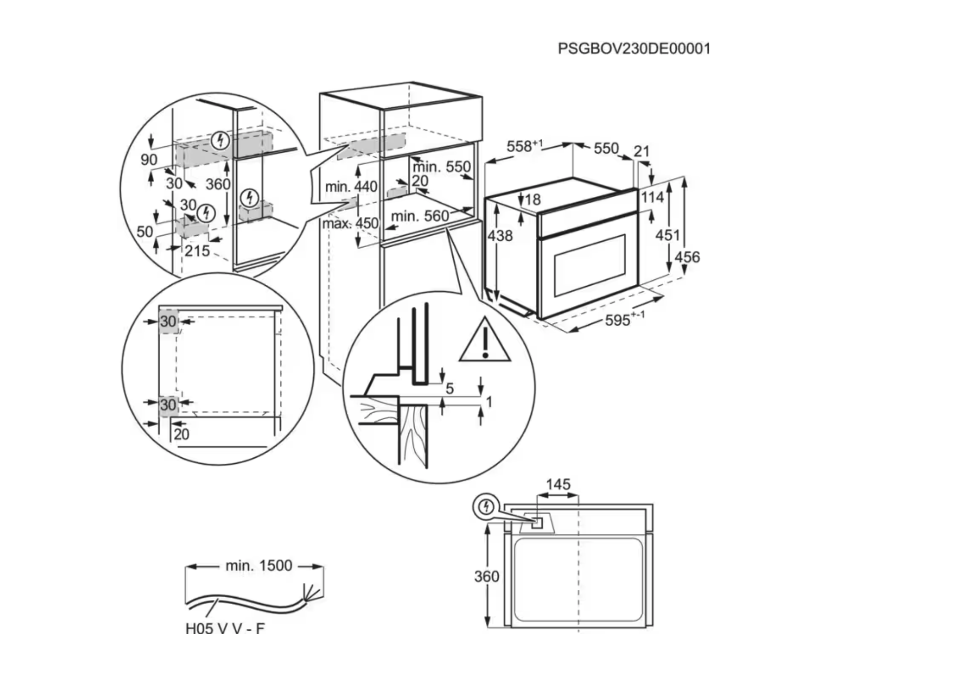 AEG OO5NK40K 5000 multifunctionele oven met microgolfoven - 45cm