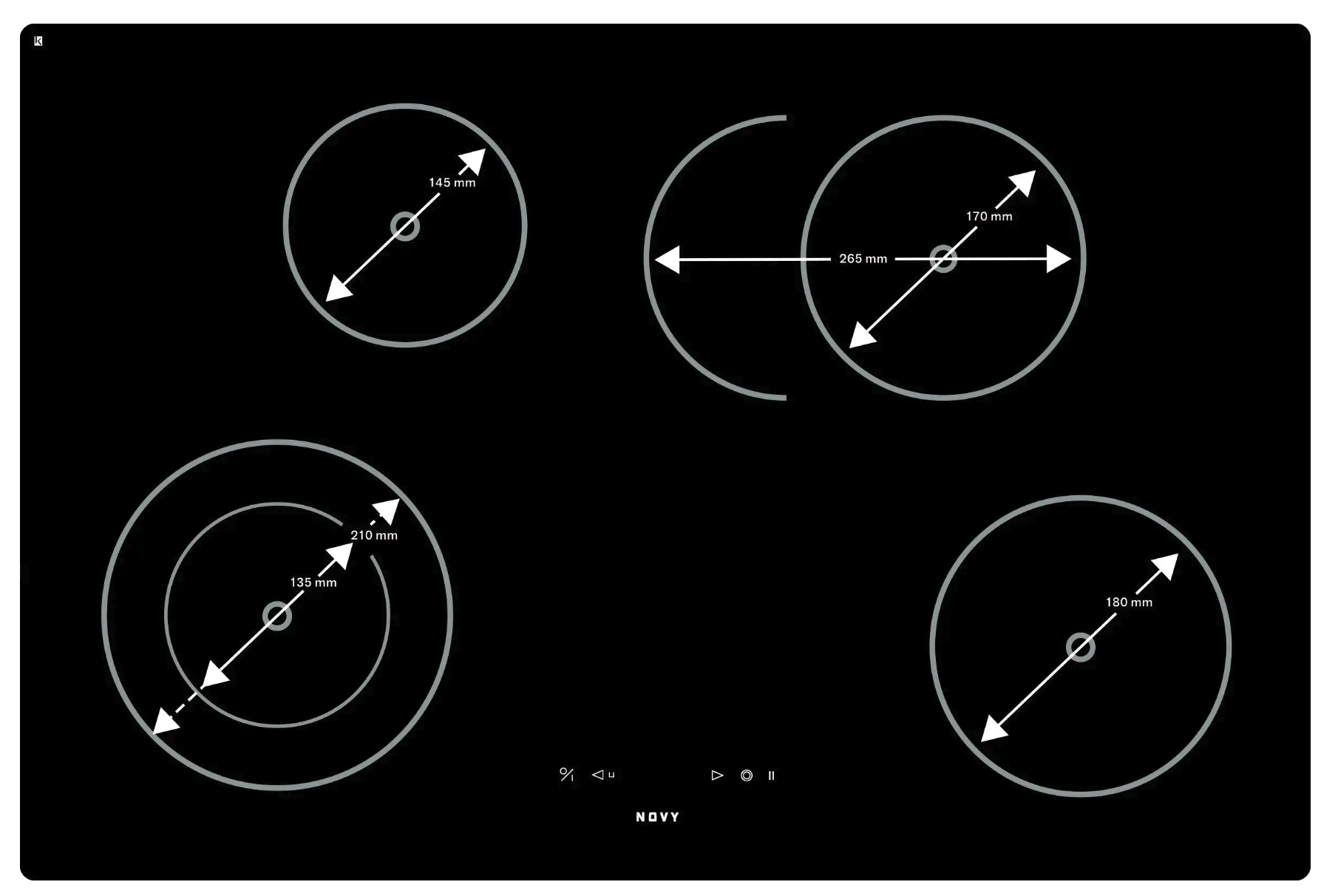 NOVY 1112 vitrokeramische kookplaat - 78cm