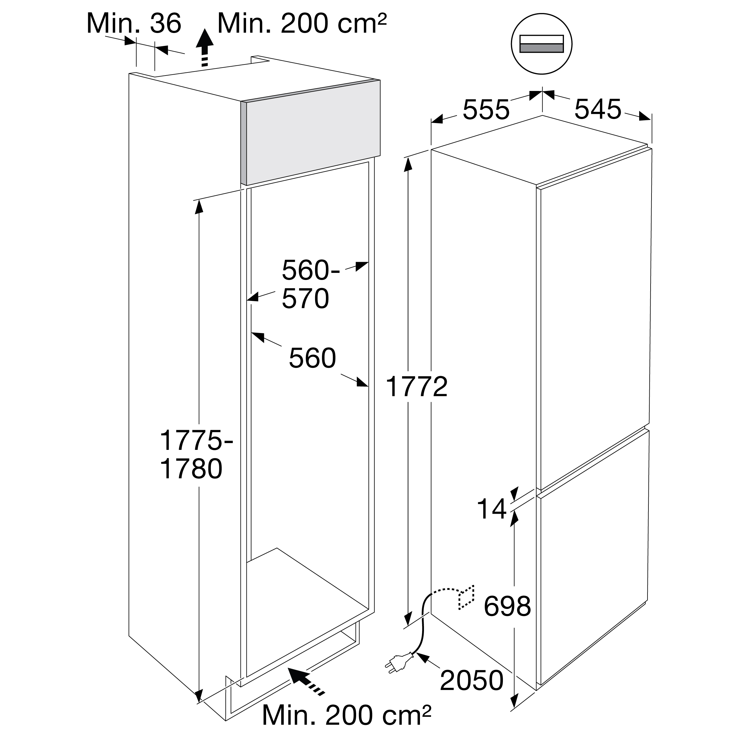ATAG KD66178DN koel-/vriescombinatie - 178cm