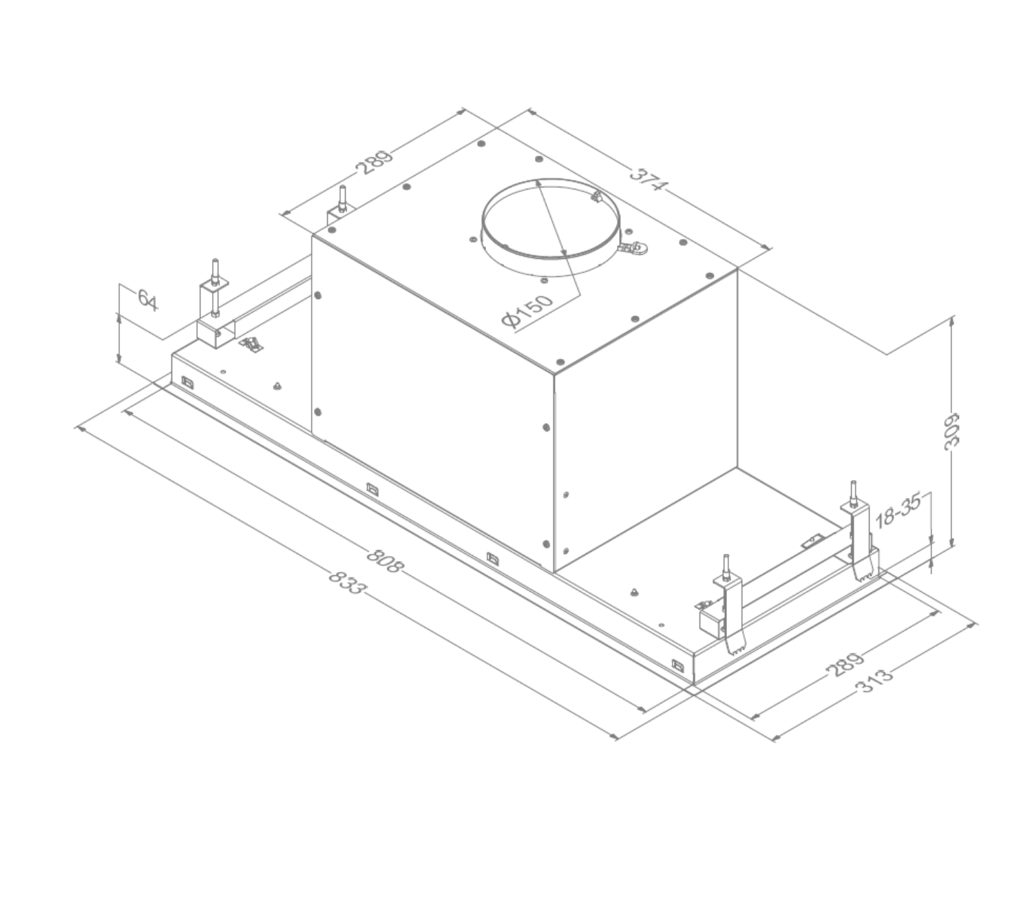 NOVY 26080 inbouw dampkap - 90cm
