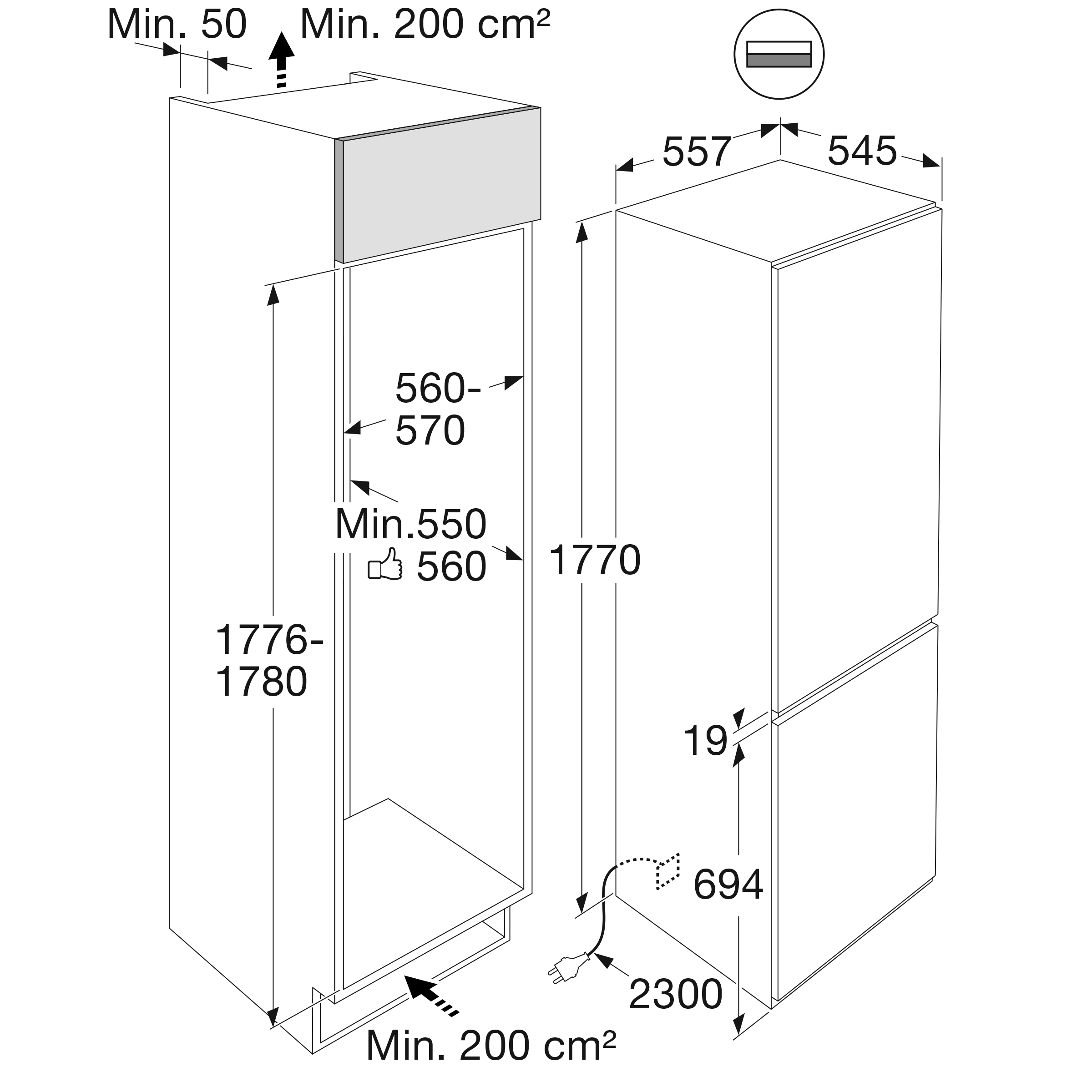 ATAG KD67178D koel-/vriescombinatie - 178cm