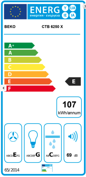 BEKO CTB6250X telescopische dampkap - 60cm