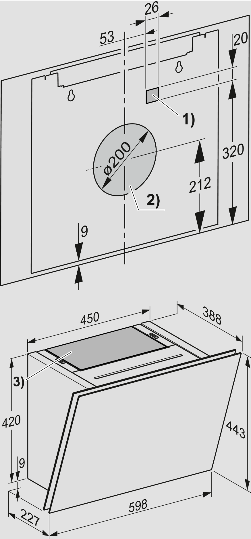 MIELE DAH2660OBSW headfree dampkap - 90cm