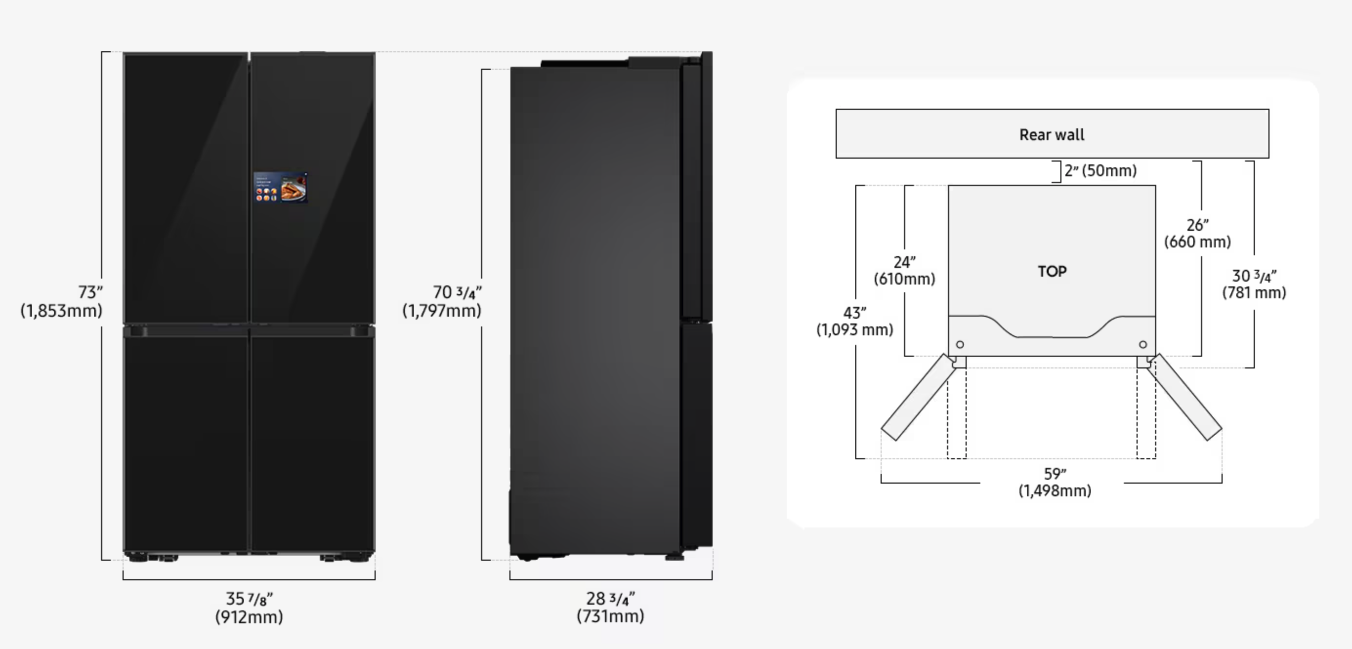 SAMSUNG RM90F67CECEF side-by-side