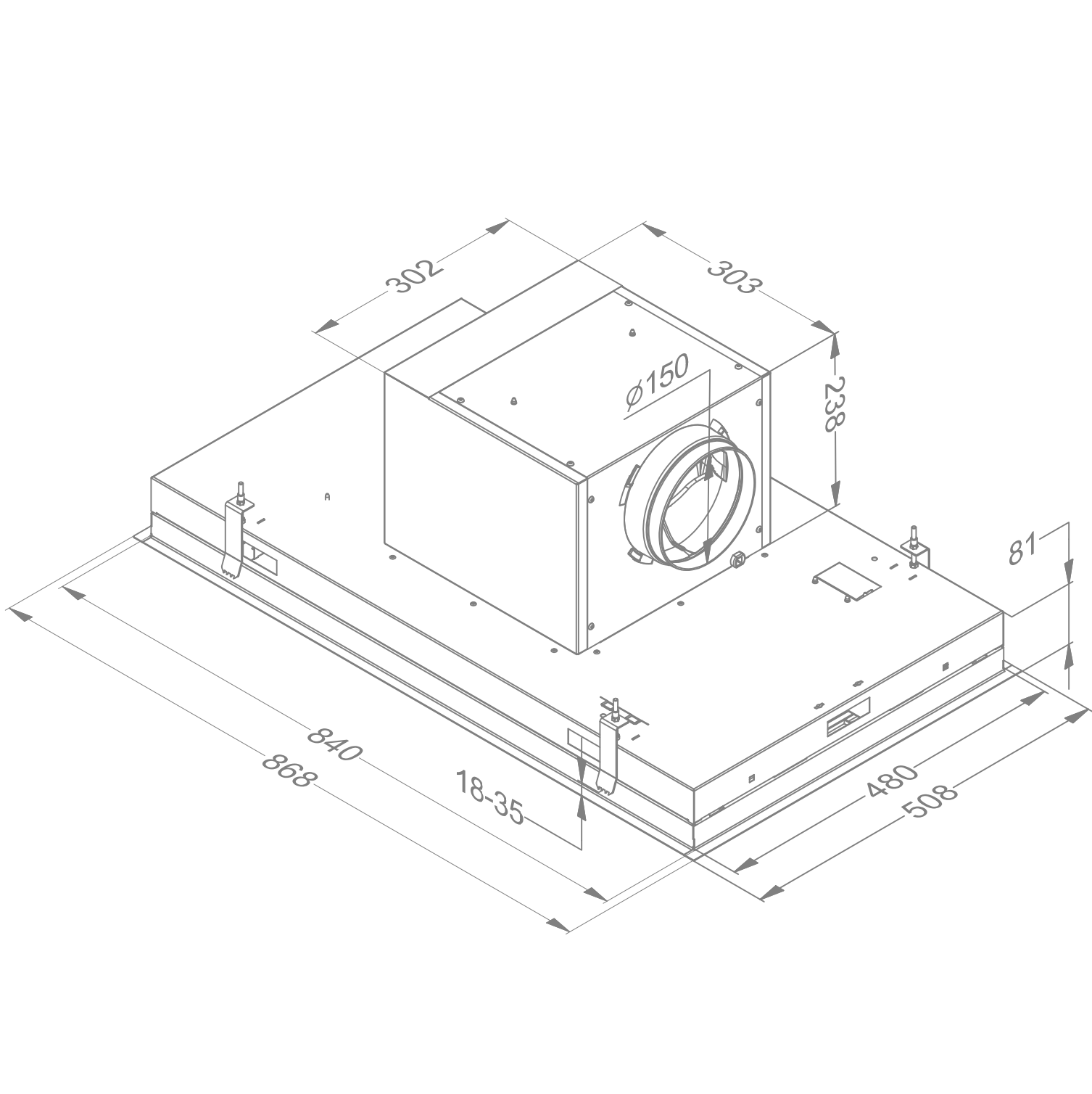 NOVY 6833 Pureline plafonddampkap - 90cm