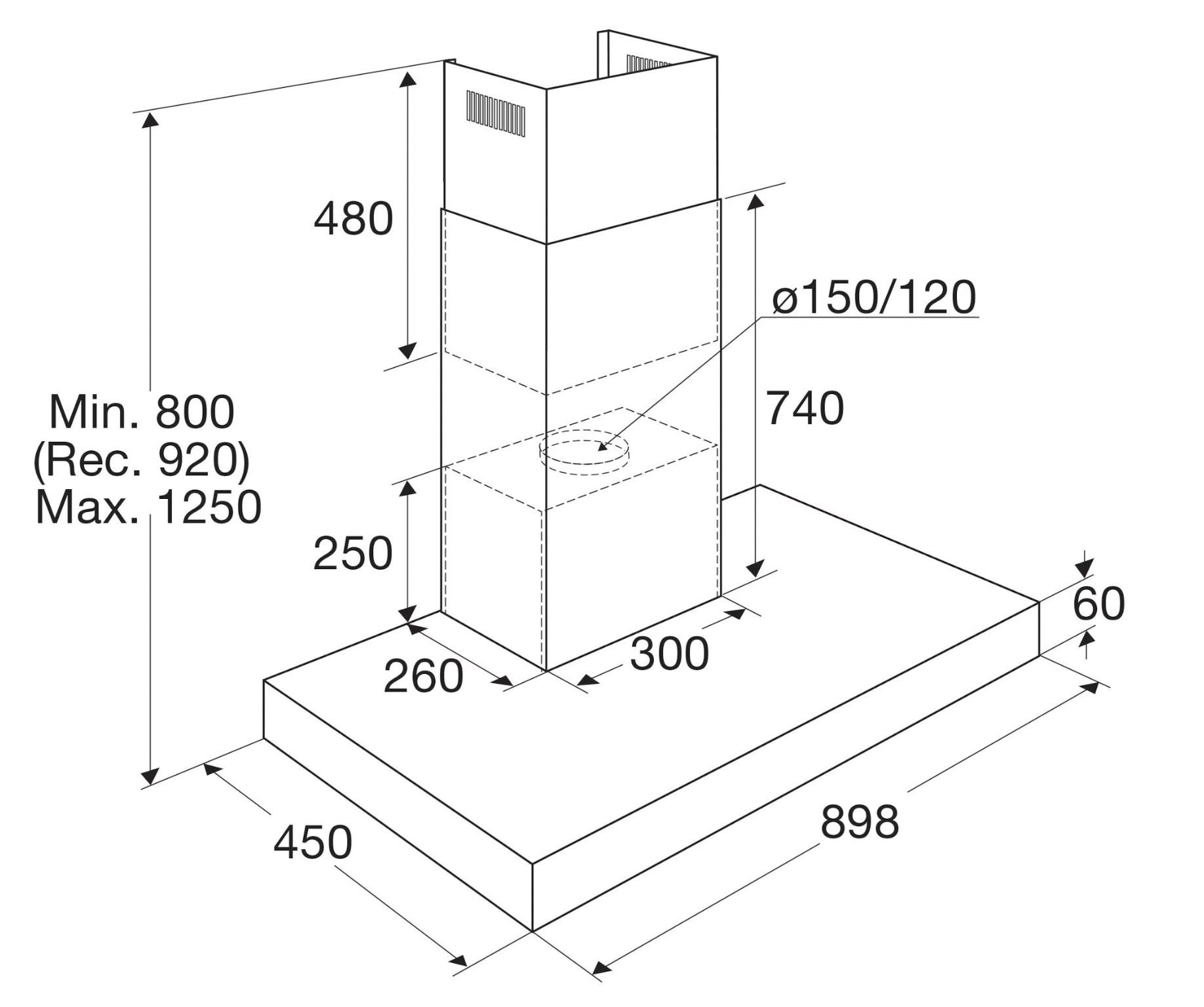 ATAG WS90311IM wandschouwdampkap - 90cm