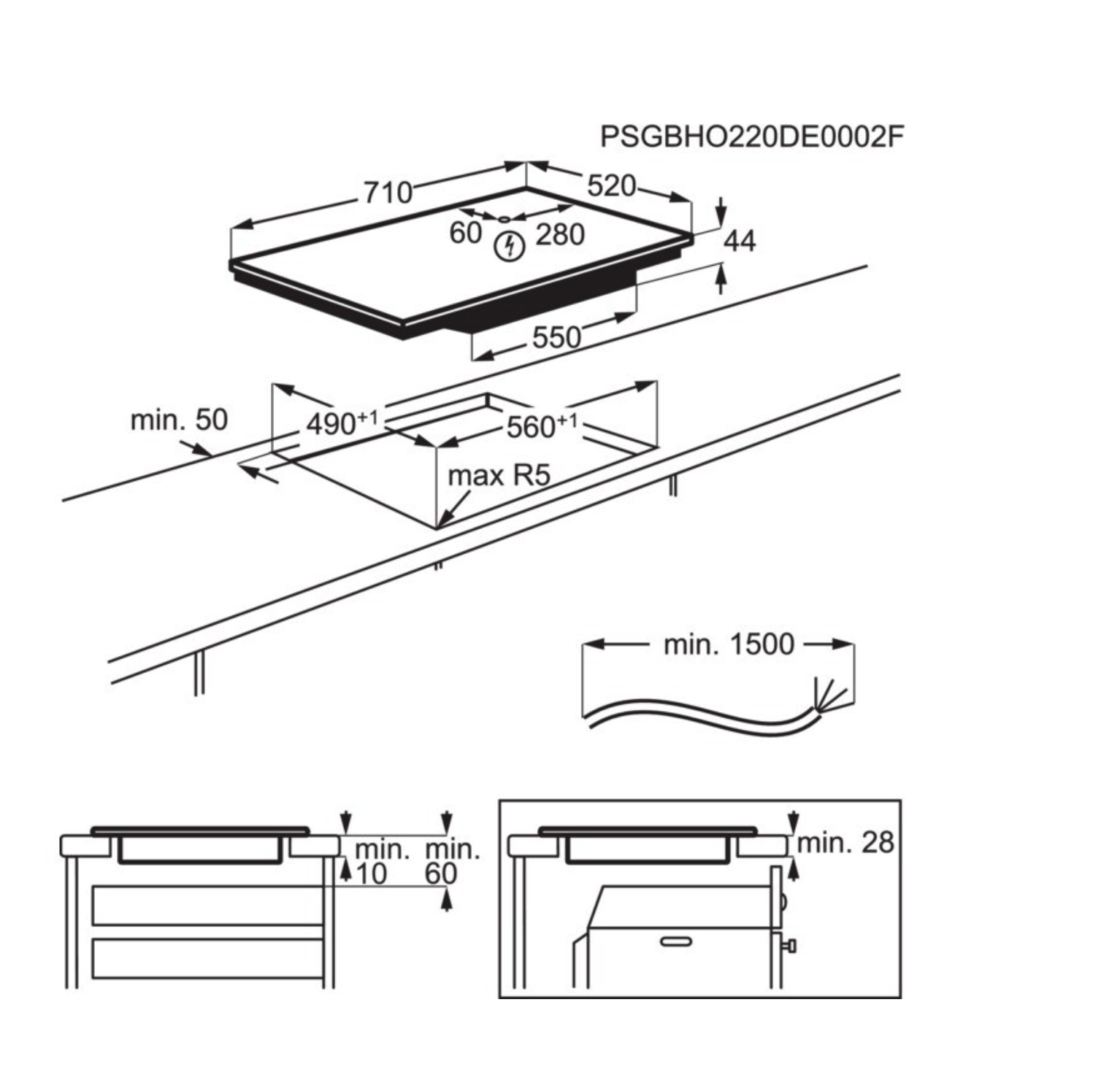 AEG TO74IB0BFB 6000 inductiekookplaat - 71cm